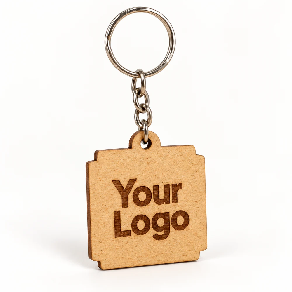 Square Engraved MDF Keychain
